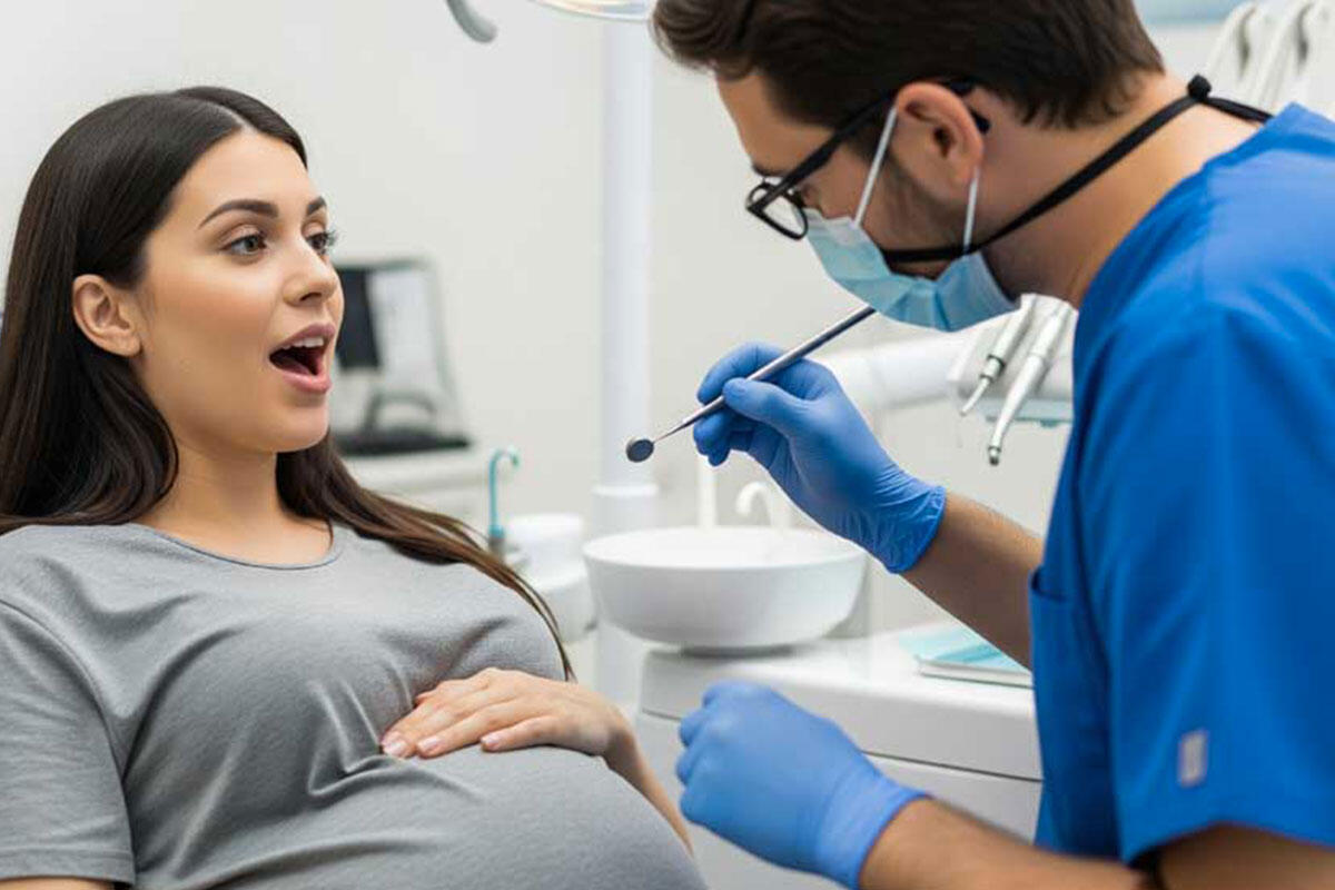 Nicolin-donna-incinta-visita-di-controllo-dal-dentista